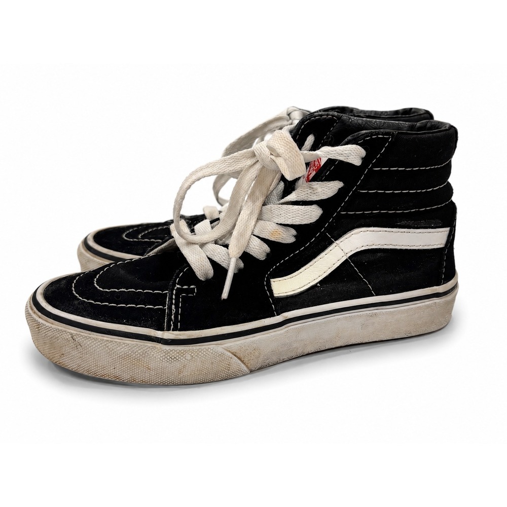 Vans Sk8-Hi High Top Black/White Sneaker Kids Size 2 Fair Condition